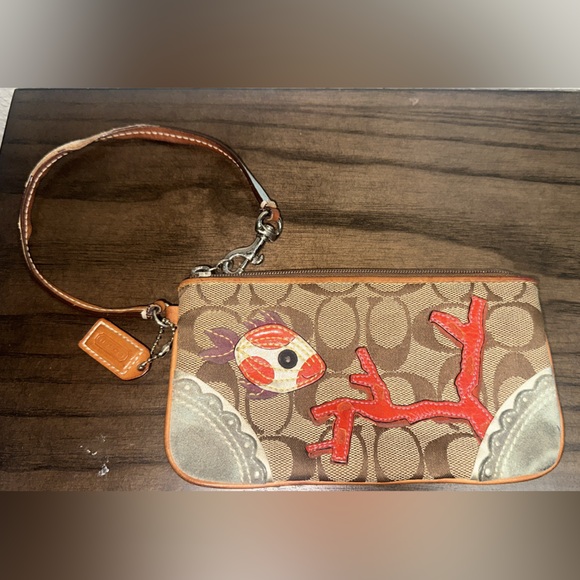 Coach Handbags - Coach Vintage Signature Fish Coral Appliqué Wristlet